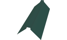 Планка конька плоского 115х30х115 Grand Line 0,45 PE lite с пленкой RAL 6005 зеленый мох (2м)