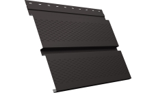 Софит металлический Квадро Брус v01 Grand Line с перфорацией 0,5 PurPro Matt 275 с пленкой RR 32 темно-коричневый