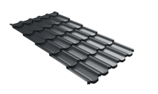 Металлочерепица "Квинта плюс3D" ("Kvinta plus3D") 0,5 Satin Matt RAL 7016 антрацитово-серый