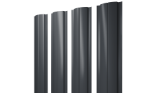 Штакетник Полукруглый Slim с прямым резом Grand Line 0,45 Drap TwinColor RAL 7024 мокрый асфальт