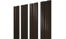 Штакетник Твин с прямым резом Grand Line 0,45 PE двухсторонний RR 32 темно-коричневый